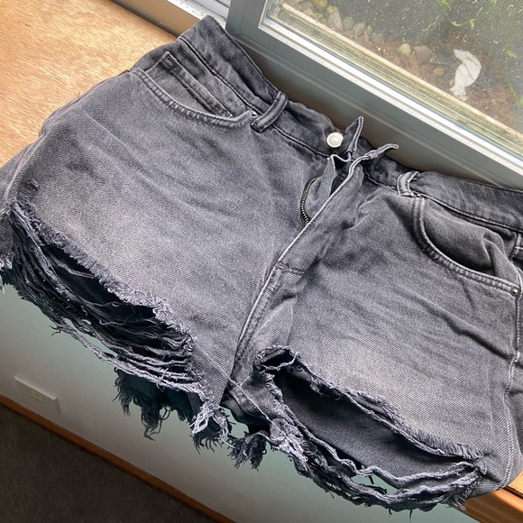 All Saints Black Cut Offs - Picture 2 of 3